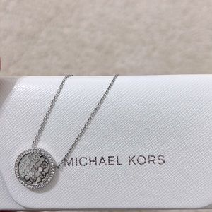 Michael kors mother of Pearl logo necklace